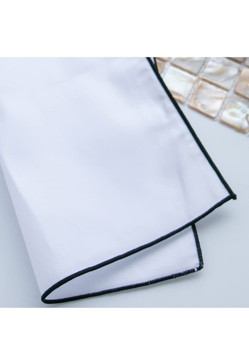 CoCoUSM 3-Pk Mens Cotton White Pocket Square with Color Border(10 Colors) - Image 5